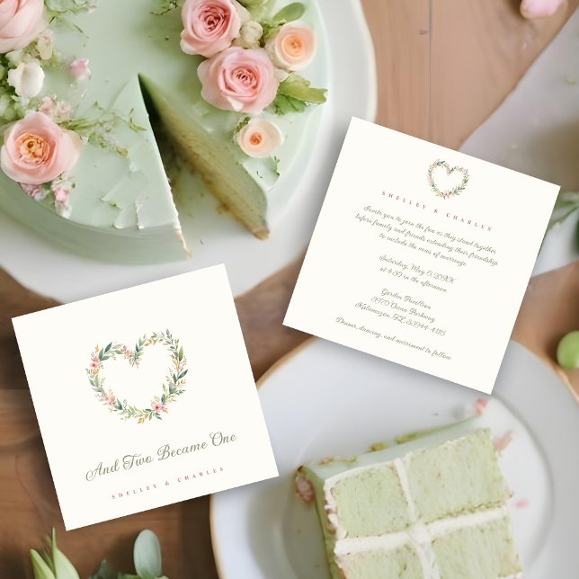 Delicate Pastel Pink Romantic Heart-Shape Wreath Inbjudningar (Delicate Pastel Pink Romantic Heart-Shape Wreath Wedding Invitations Cards. )