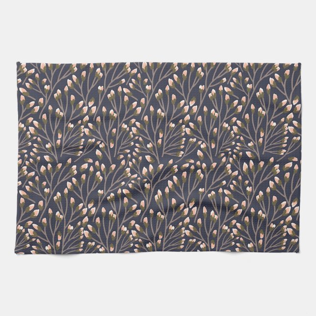 Delicate Pink Buds on Brown Branches Kökshandduk (Horisontell)