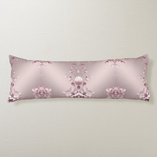 Delicate Pink Floral Body Pillow Kroppskudde (Framsidan)