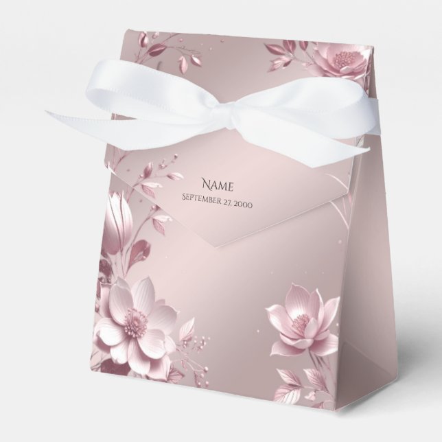 Delicate Pink Floral Favor Box Presentaskar (Framsidan Sidan)