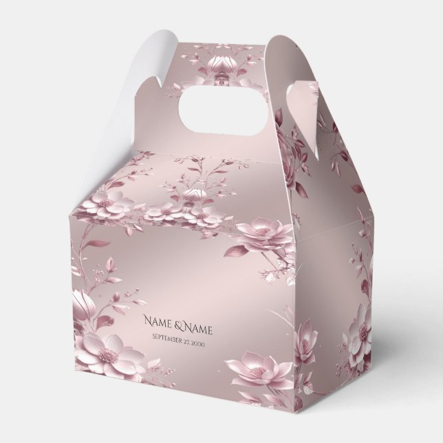 Delicate Pink Floral Favor Box Presentaskar (Framsidan Sidan)