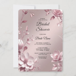 Delicate Pink Floral Frame Bridal Shower Inbjudningar
