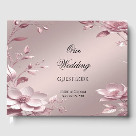 Delicate Pink Floral Frame Guest Book Gästböcker