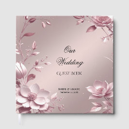 Delicate Pink Floral Frame Guest Book Gästböcker
