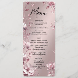 Delicate Pink Floral Frame Menu Meny