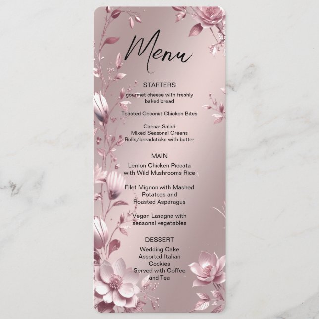 Delicate Pink Floral Frame Menu Meny (Framsida)