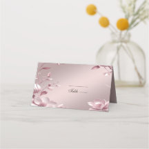 Delicate Pink Floral Frame Place Card