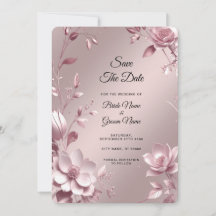 Delicate Pink Floral Frame Save The Date