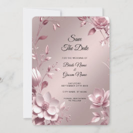 Delicate Pink Floral Frame Save The Date Spara Datumet
