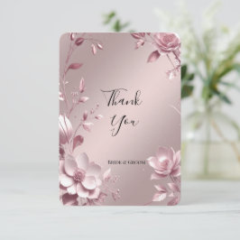 Delicate Pink Floral Frame Thank You Card Tack Kort