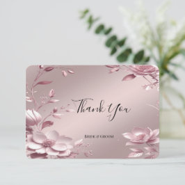 Delicate Pink Floral Frame Thank You Card Tack Kort