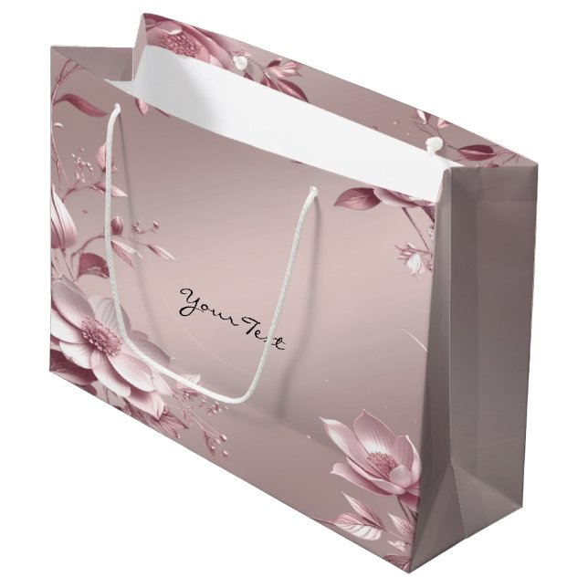 Delicate Pink Floral Gift Bag (Framsidan Vinklad)