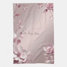 Delicate Pink Floral Kitchen Towel
