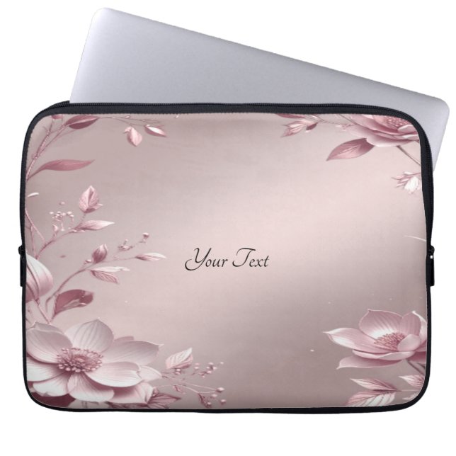 Delicate Pink Floral Laptop Sleeve (Framsidan)