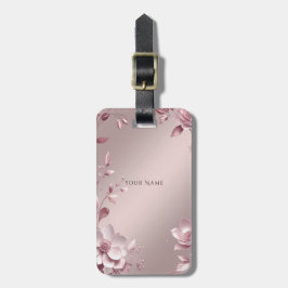 Delicate Pink Floral Luggage Tag Bagagebricka