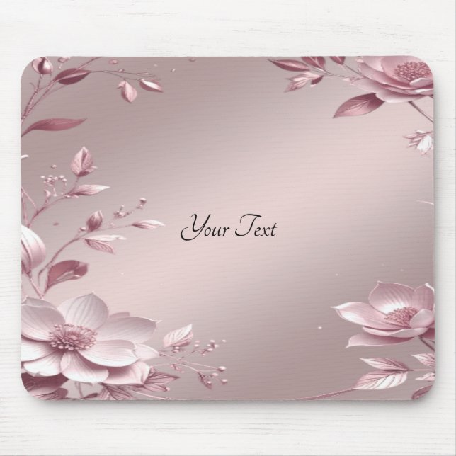 Delicate Pink Floral Mousepad Musmatta (Framsidan)