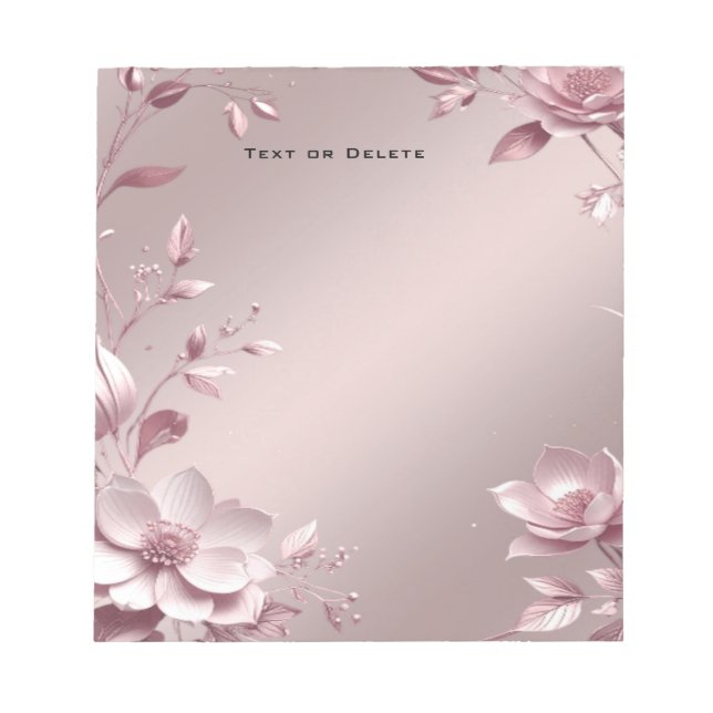 Delicate Pink Floral Notepad Anteckningsblock (Framsida)