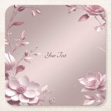 Delicate Pink Floral Paper Coaster