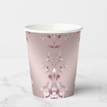 Delicate Pink Floral Paper Cups