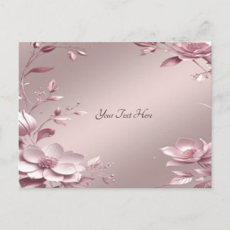 Delicate Pink Floral Postcard Vykort