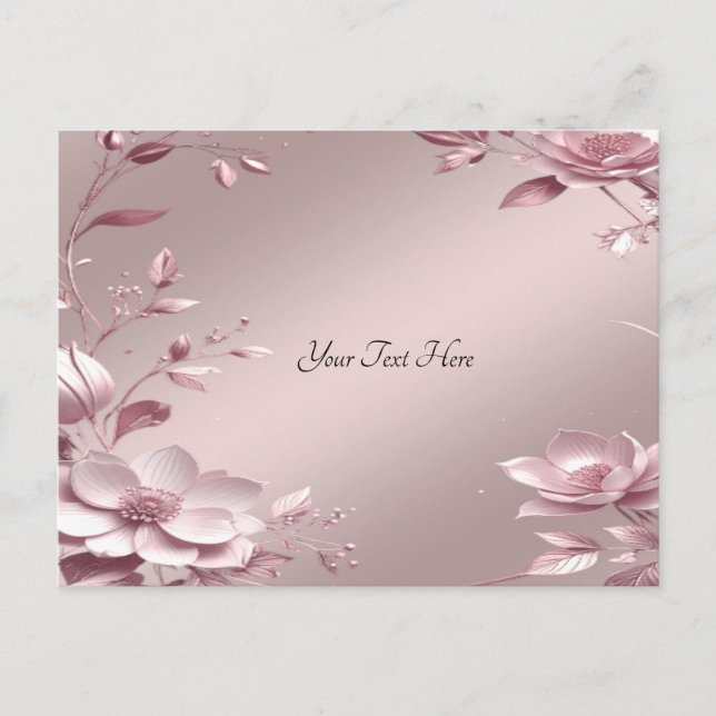 Delicate Pink Floral Postcard Vykort (Framsida)