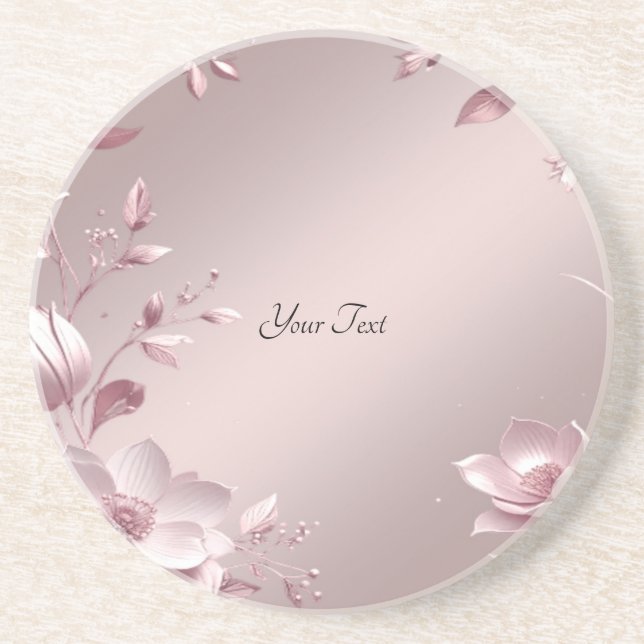 Delicate Pink Floral Sandstone Coaster Underlägg (Framsidan)