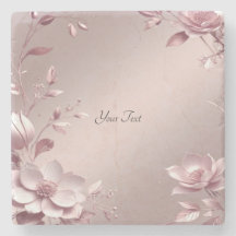 Delicate Pink Floral Stone Coaster