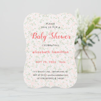 Delicate Pink Flowers Baby Shower Invitation Inbjudningar