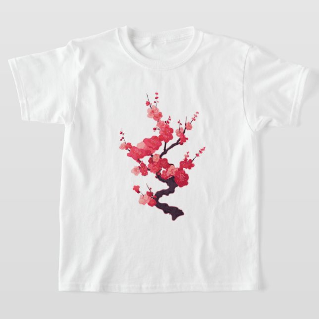 Delicate Pink Japanese Cherry Tree Twig T Shirt (Laydown)