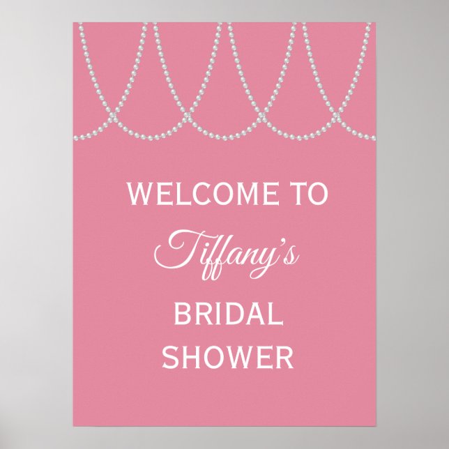 Delicate Pink Pearls Bridal Shower Poster (Framsidan)