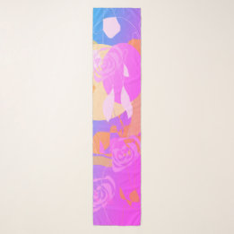 Delicate Pink Purple Blue Floral Chiffon Scarf Sch Sjal