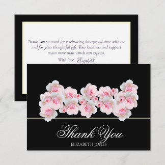 Delicate Pink Roses Floral Bridal Shower Thank You Tack Kort