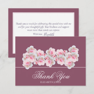 Delicate Pink Roses Floral Bridal Shower Thank You Tack Kort