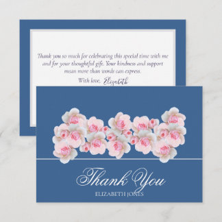 Delicate Pink Roses Floral Bridal Shower Thank You Tack Kort