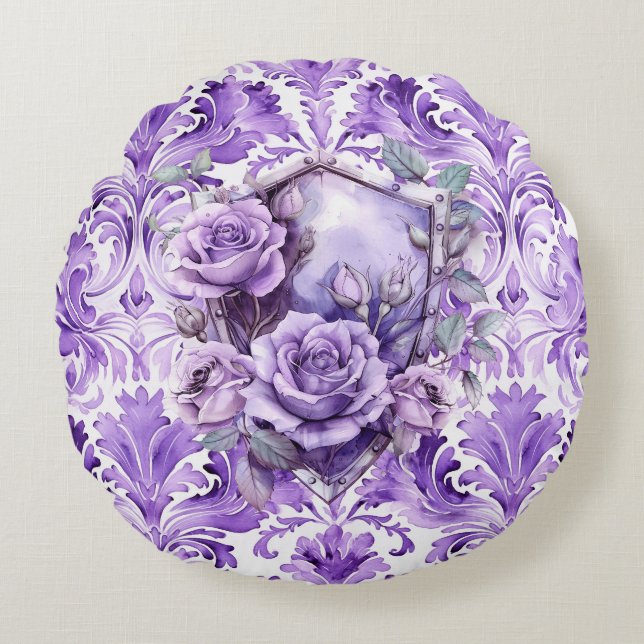 Delicate Purple Shield of Faith Round Pillow Rund Kudde (Framsidan)