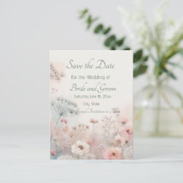 Delicate Queen Anne's Lace Save the Date Postcard Vykort