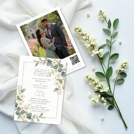 Delicate Romantic Flowers & Branches Frame Wedding Inbjudningar