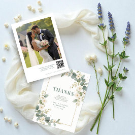 Delicate Romantic Flowers & Branches Frame Wedding Tack Kort