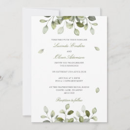 Delicate Sage Eucalyptus Wedding Invitation Inbjudningar