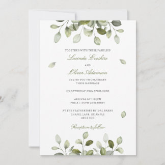 Delicate Sage Eucalyptus Wedding Invitation Inbjudningar