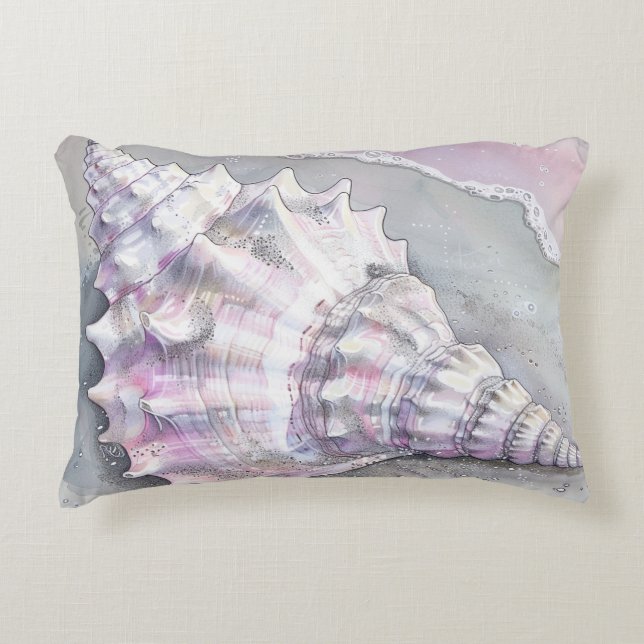 Delicate Soft Pastel Lilac Seashell Prydnadskudde (Framsidan)