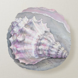 Delicate Soft Pastel Lilac Seashell Rund Kudde