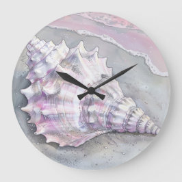 Delicate Soft Pastel Lilac Seashell Stor Klocka