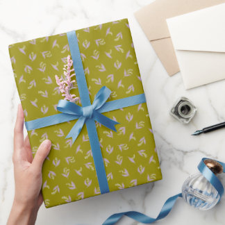 Delicate ‘Sprigs’ wrapping paper in olive green  Presentpapper