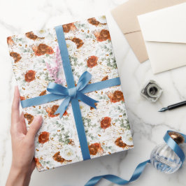 Delicate Terracotta Floral Botanical Gold Leaf Presentpapper