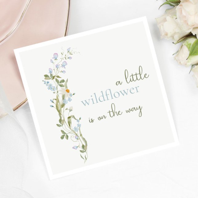Delicate Watercolor Little Wildflower Baby Shower Pappersservett (Skapare uppladdad)