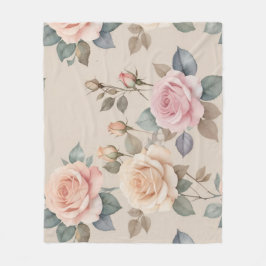 Delicate Watercolor Roses In Soft Pastel Colors Fleecefilt