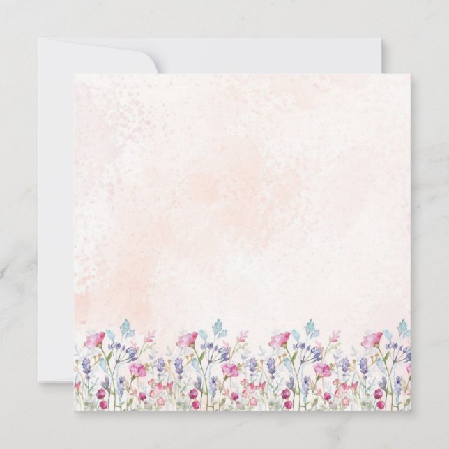 Delicate Watercolor Wildflower Pink Blank Card Tack Kort (Framsida)