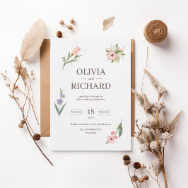 Delicate Wildflower Botanical Wedding Invitation Inbjudningar