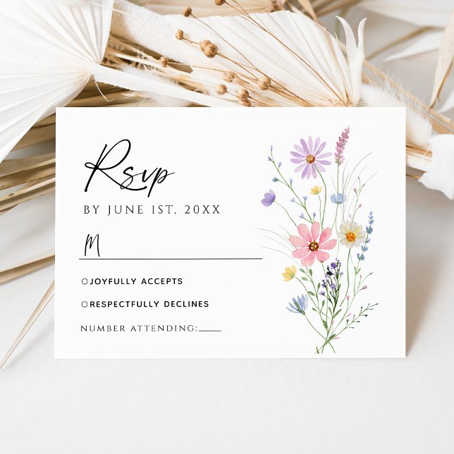 Delicate Wildflower Garden Wedding RSVP Card OSA Kort (Skapare uppladdad)